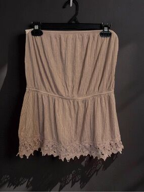 Pink Strapless Fitted Flowy Top | Feminine Summer Blouse